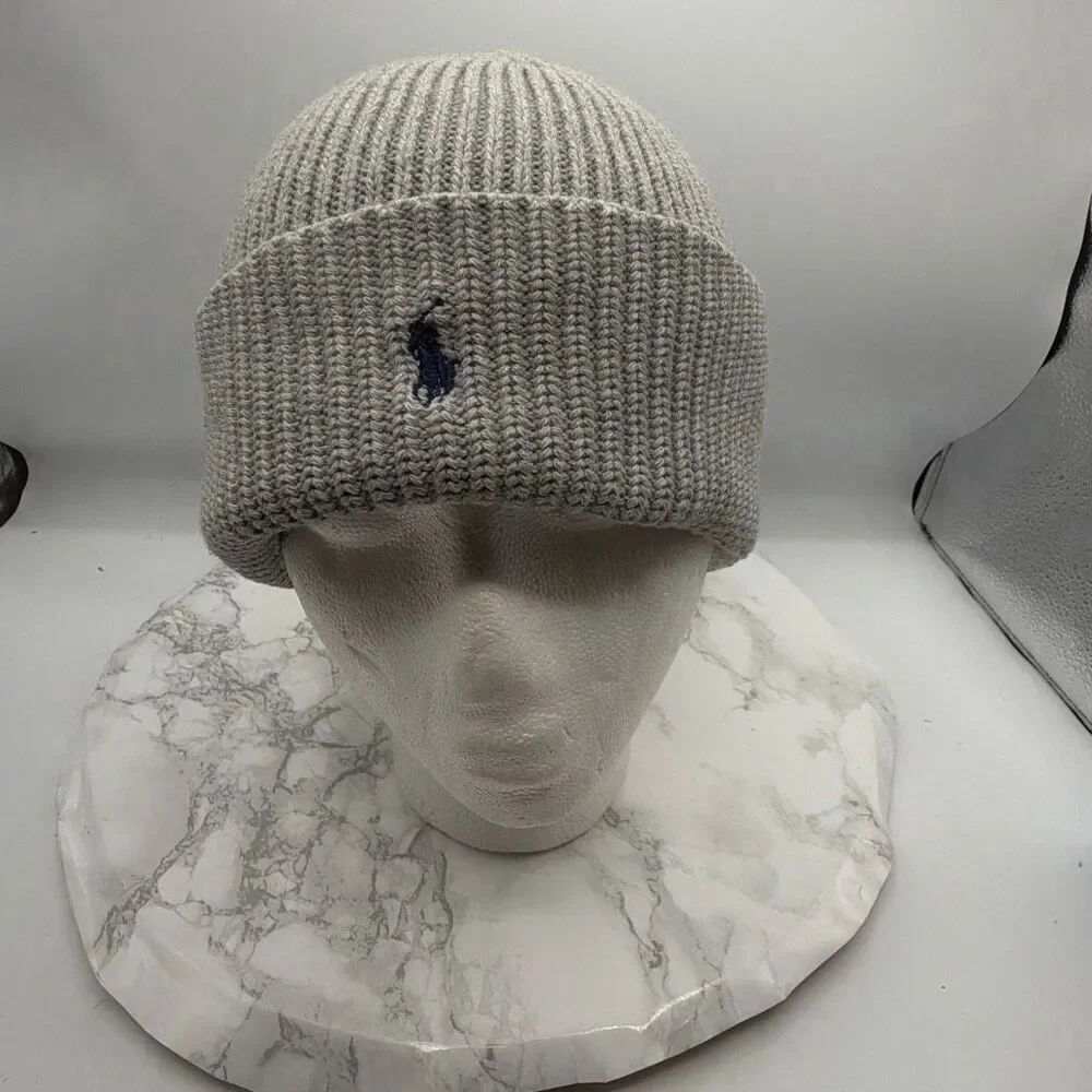 POLO RALPH Lauren Grey Knit Cuff Beanie